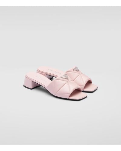 Prada Quilted Nappa Leather Slides - Pink