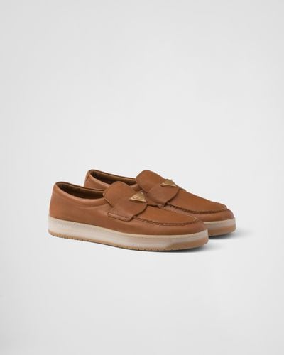 Prada Nappa Leather Loafers - Brown