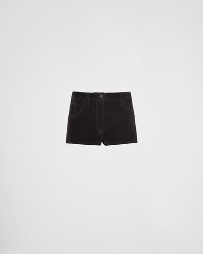 Prada Velvet Denim Shorts - Black