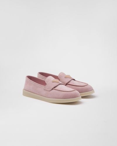 Prada Suede Leather Loafers - Pink