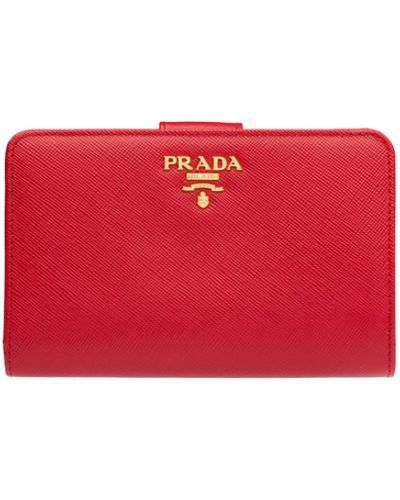 Prada Small Saffiano Leather Wallet - Red