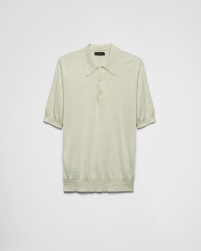 Prada Poloshirt Aus Kaschmir - Weiß