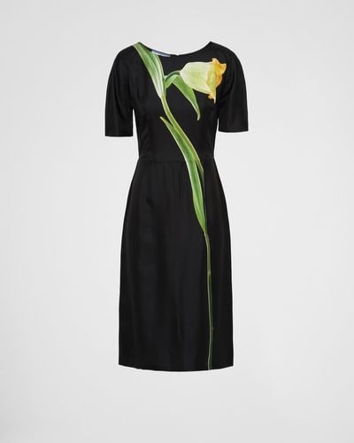 Prada Printed Twill Dress - Black