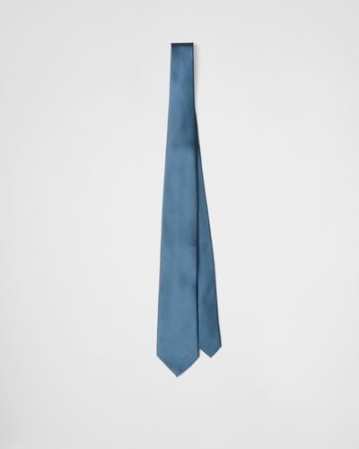Prada Cravate En Satin - Bleu