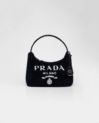 Prada Re-Edition 2000 Mini Bag Aus Frottee - Schwarz