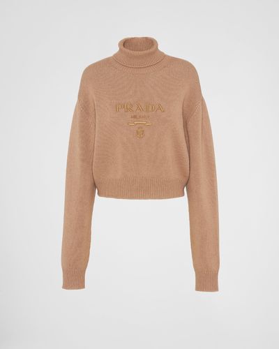 Prada Maglia Collo Alto In Lana Cashmere - Multicolore