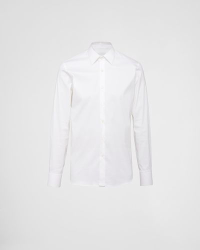 Prada Camicia In Popeline Stretch - Bianco