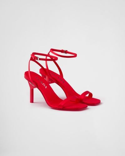 Prada Satin High-Heeled Sandals - Red