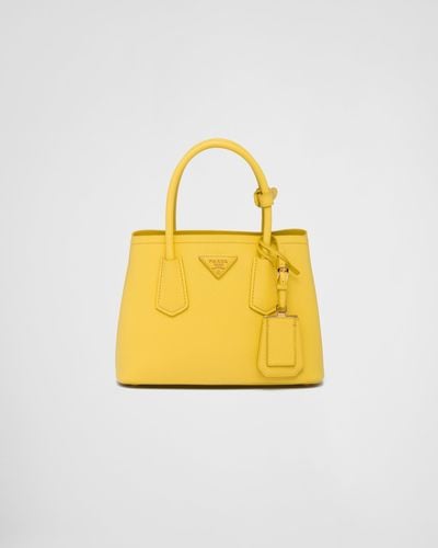 Prada Double Saffiano Leather Mini Bag - Yellow