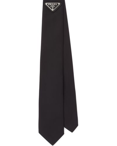Prada Cravate En Gabardine Re-nylon - Noir