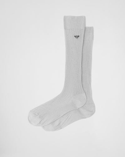 Prada Lurex Socks - White