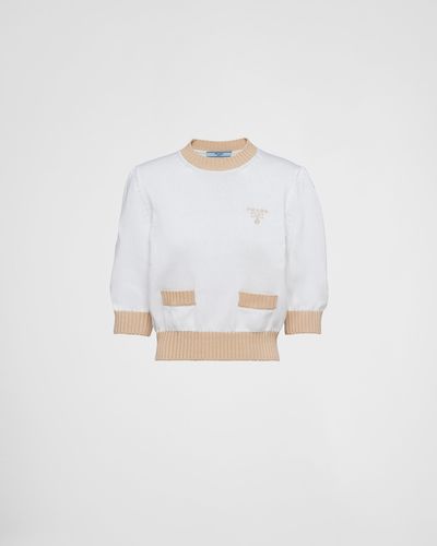 Prada Cotton Crew-neck Sweater - White
