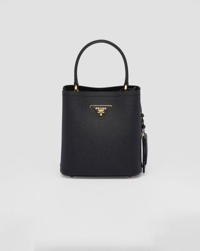 Prada Small Saffiano Leather Panier Bag - Black