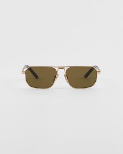 Prada Sunglasses With Iconic Metal Plaque - Multicolor