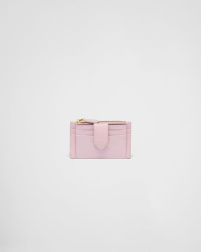 Prada Saffiano And Smooth Leather Card Holder - Pink