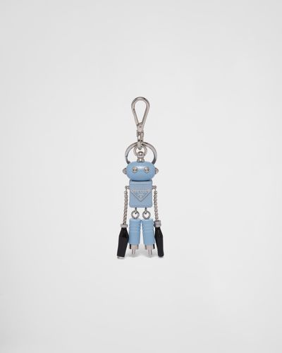 Prada Saffiano Leather Robot Trick Keychain - Blue
