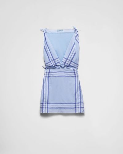 Prada Printed Cotton Mini-Dress - Blue