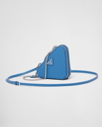 Prada Mini Pochette En Cuir Saffiano - Bleu