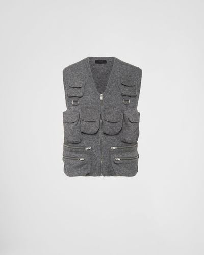 Prada Shetland Wool Jumper Vest - Grey