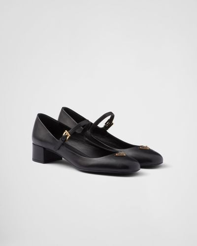 Prada Nappa Leather Mary Jane Court Shoes - Black