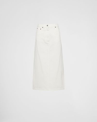 Prada Flared Denim Skirt - White