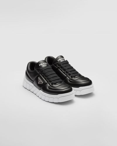 Prada Padded Leather Sneakers - Black