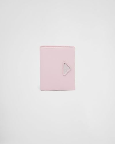 Prada Kleines Portemonnaie Aus Saffiano Leder - Pink