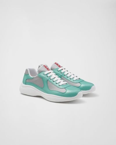 Prada Patent Leather And Technical Fabric America'S Cup Sneakers - Blue