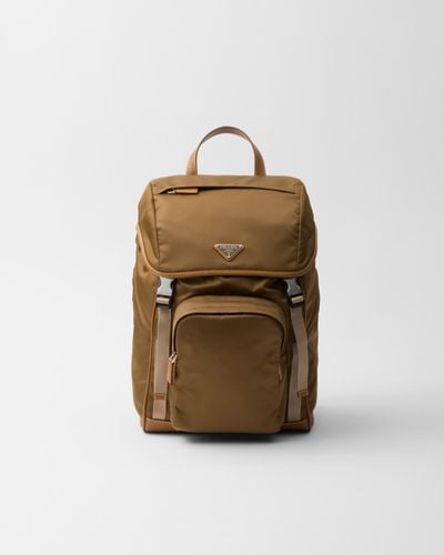 Prada Re-Nylon And Leather Backpack - Natural