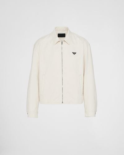 Prada Velvet Denim Blouson Jacket - White