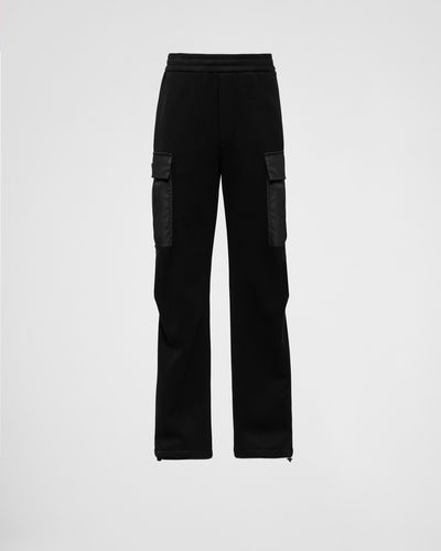 Prada Cotton Fleece Pants With Re-nylon Details - Black