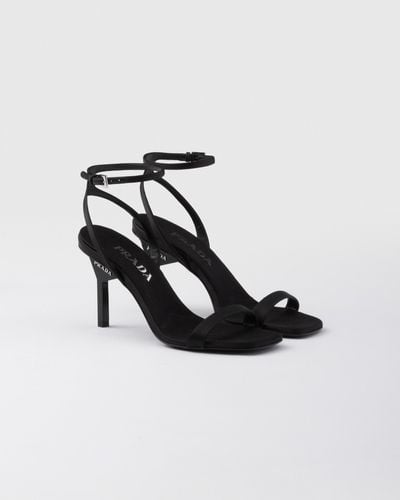 Prada Sandalen Aus Satin Mit Hohem Absatz - Weiß