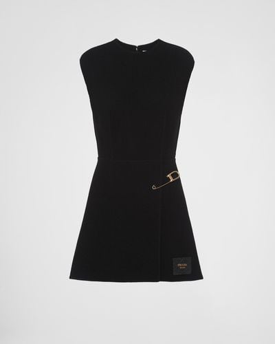 Prada Washed Twill Minidress With Safety Pin - Black