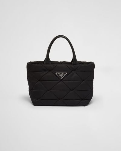 Prada Re-nylon Quilted Recycled-polyamide And Leather Tote Bag - Black