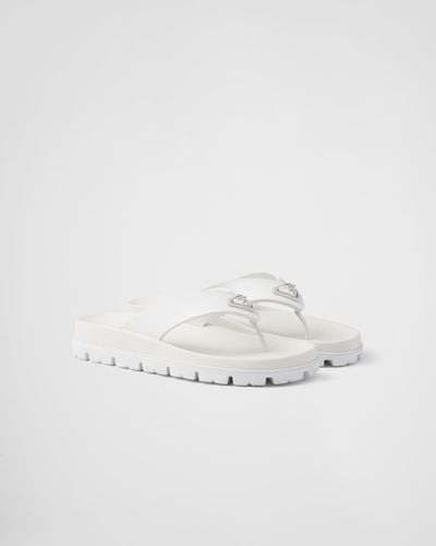Prada Rubber Thong Sandals - White
