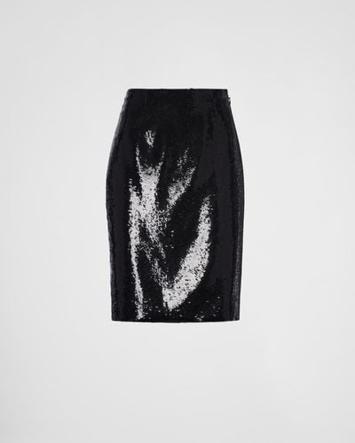 Prada Sequined Midi-skirt - Black