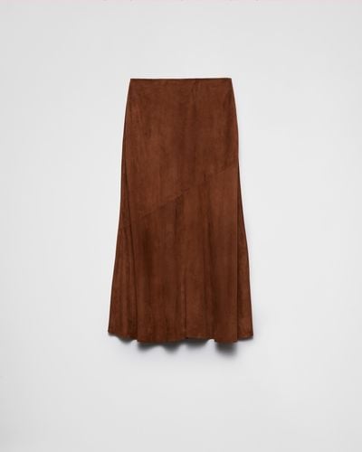 Prada Suede Skirt - Brown