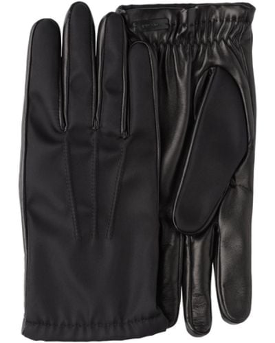 Prada Fabric And Leather Gloves - Black