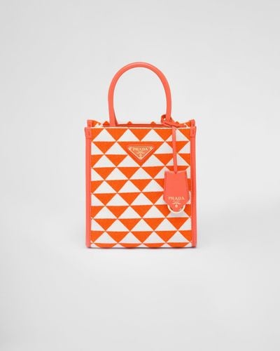 Prada Symbole Mini Bag Aus Besticktem Stoff - Orange
