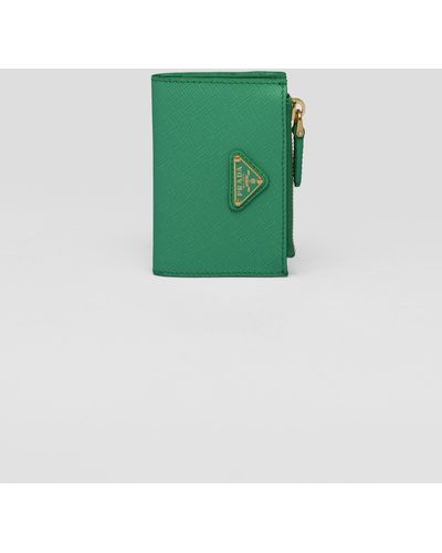 Prada Saffiano Leather Card Holder - Green