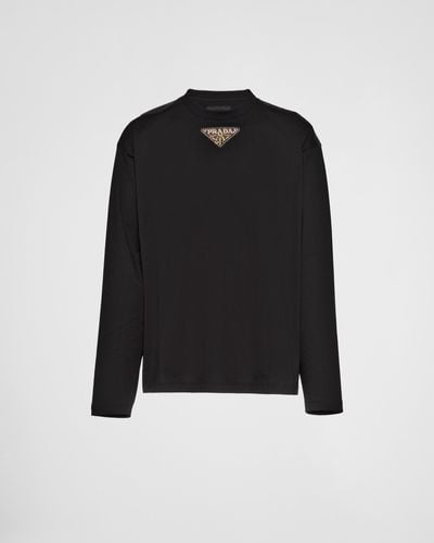 Prada Re-nylon Paneled T-shirt - Black