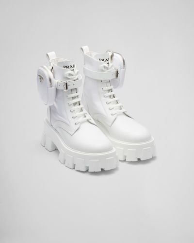 Prada Monolith Mini Bag Lug Sole Combat Boot - White
