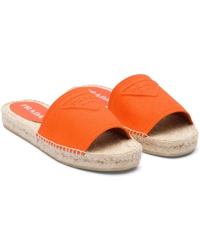 Prada Fabric Espadrille Slides - Orange