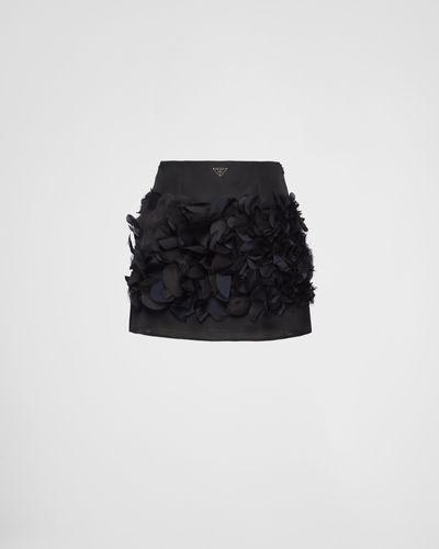 Prada Embroidered Gazar Miniskirt - Black