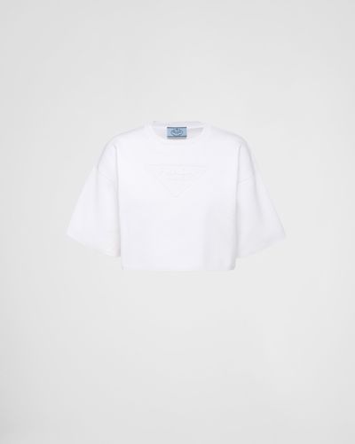 Prada Cropped Superfine Wool And Viscose Sweater - White