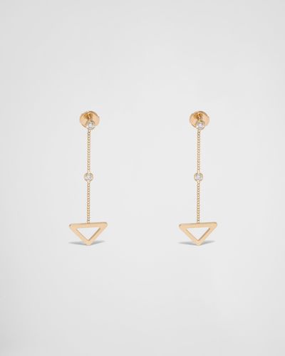 Prada Eternal Gold Cut-out Drop Earrings In Yellow Gold With Diamonds - Natural