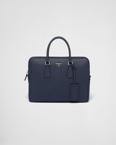 Prada Briefcase en Cuir - Bleu