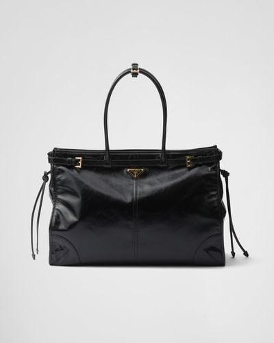 Prada Large Leather Handbag - Black