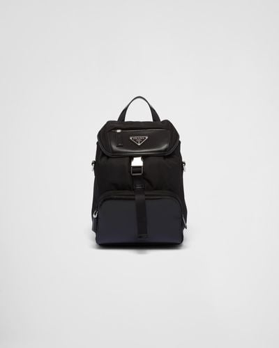 Prada Re-Nylon And Brushed Leather Backpack - Black