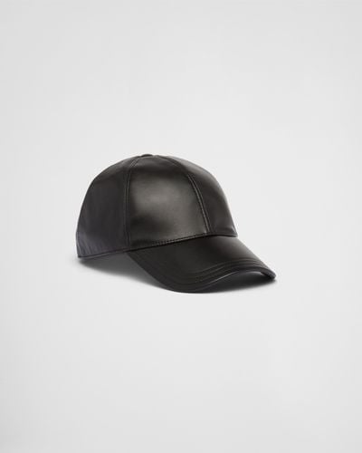 Prada Nappa Leather Baseball Cap - Black
